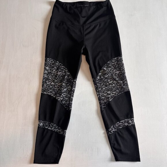 Nanette Lepore Leggings Women’s Large Black & White Lace Print - Picture 1 of 8